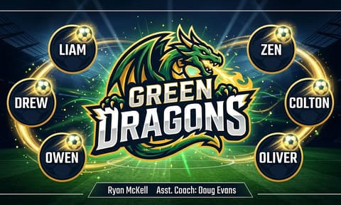 GREEN DRAGONS Soccer AI-generated Team Banner
