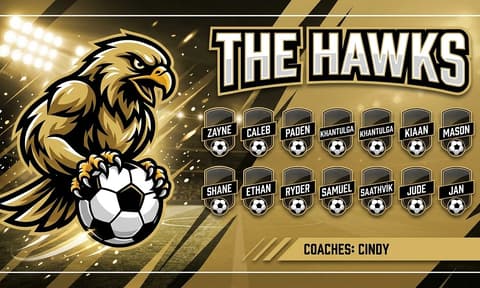THE HAWKS Soccer AI-generated Team Banner