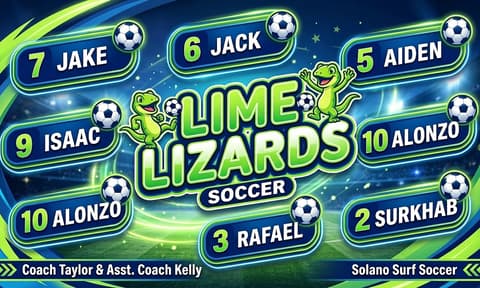 LIME LIZARDS Soccer AI-generated Team Banner