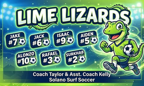 LIME LIZARDS Soccer AI-generated Team Banner