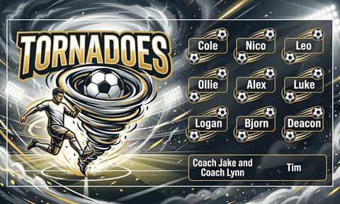 Tornadoes Soccer AI-generated Team Banner