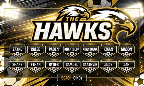 THE HAWKS Soccer AI-generated Team Banner