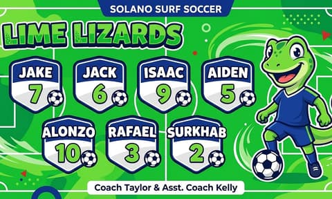 LIME LIZARDS Soccer AI-generated Team Banner