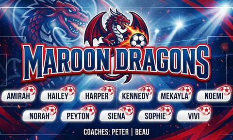 Maroon Dragons Soccer AI-generated Team Banner