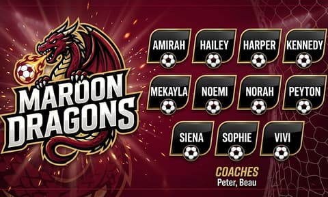 Maroon Dragons Soccer AI-generated Team Banner