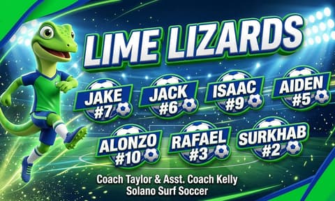 LIME LIZARDS Soccer AI-generated Team Banner