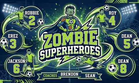 Zombie Superheroes Soccer AI image template