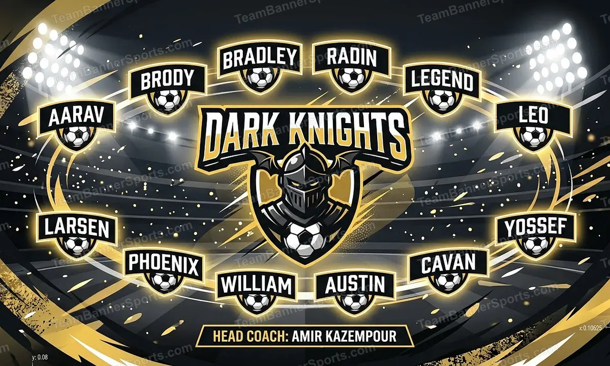 Dark Knights soccer team banner created with AI