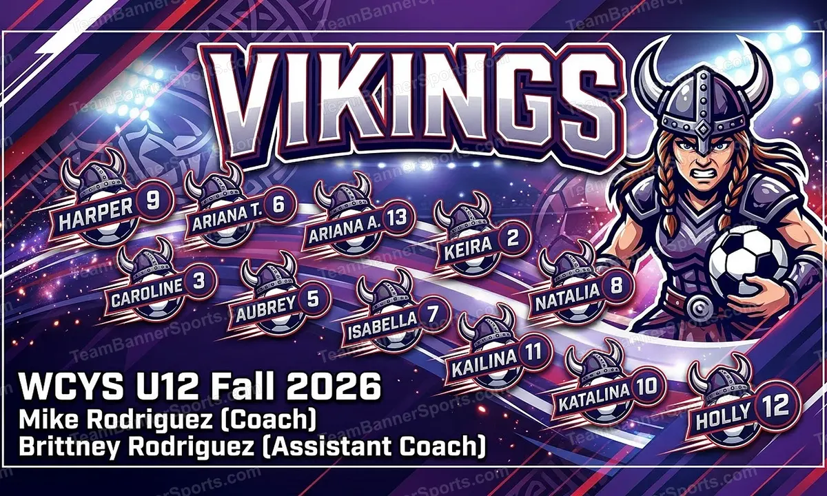 Vikings soccer team banner created with AI