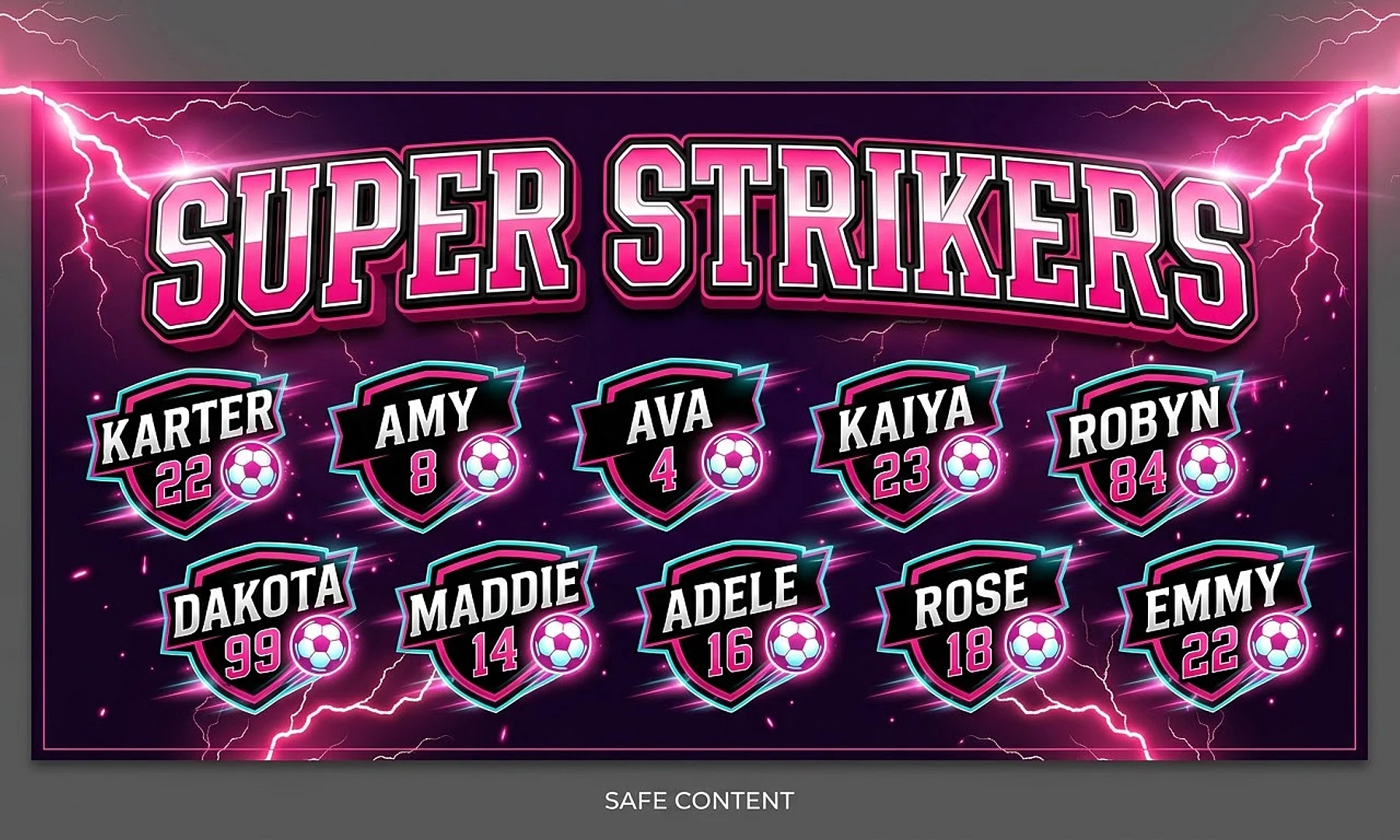 Super Strikers soccer team banner created with AI