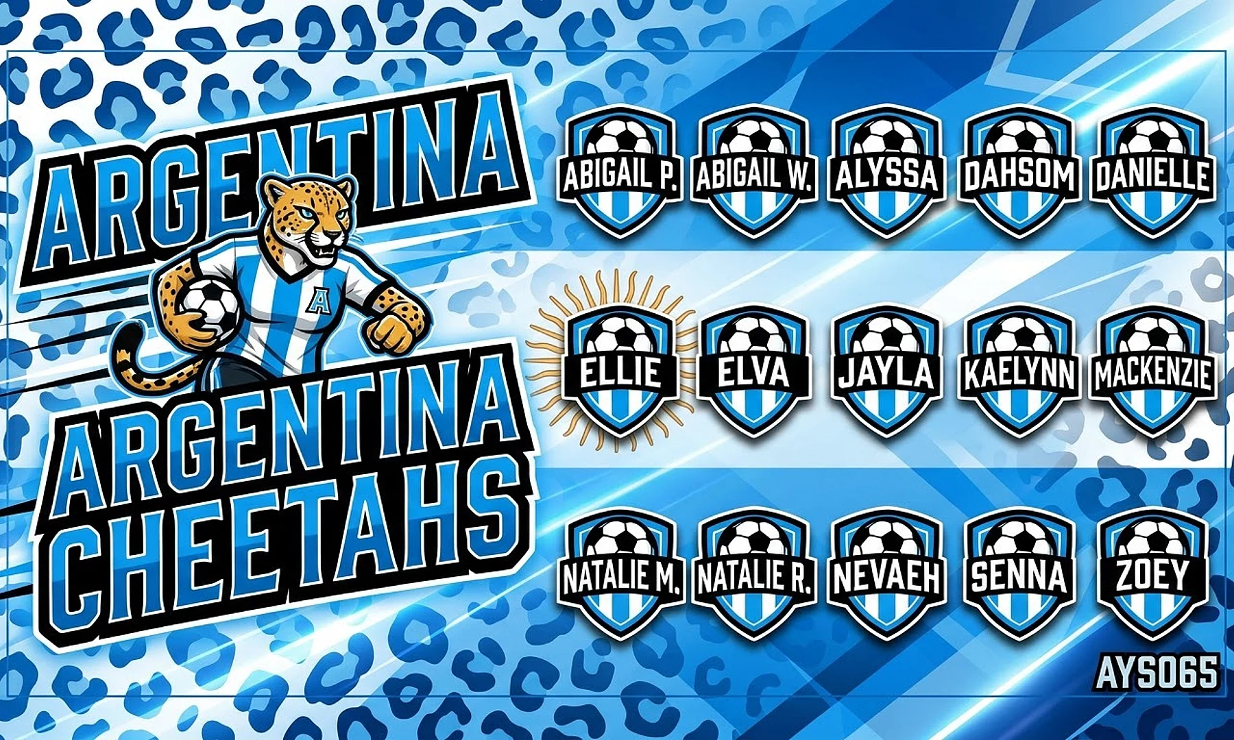 Argentina Cheetahs soccer team banner created with AI
