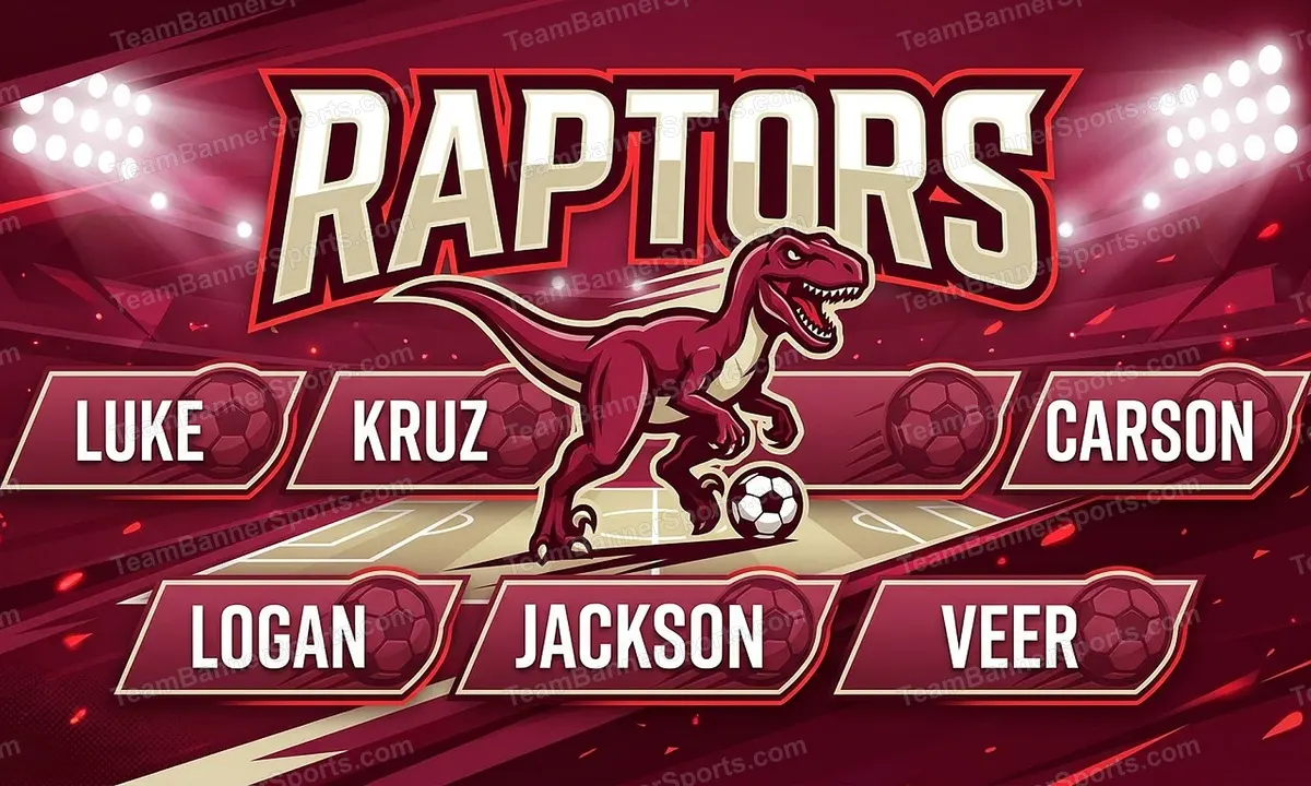 Raptors soccer team banner created with AI
