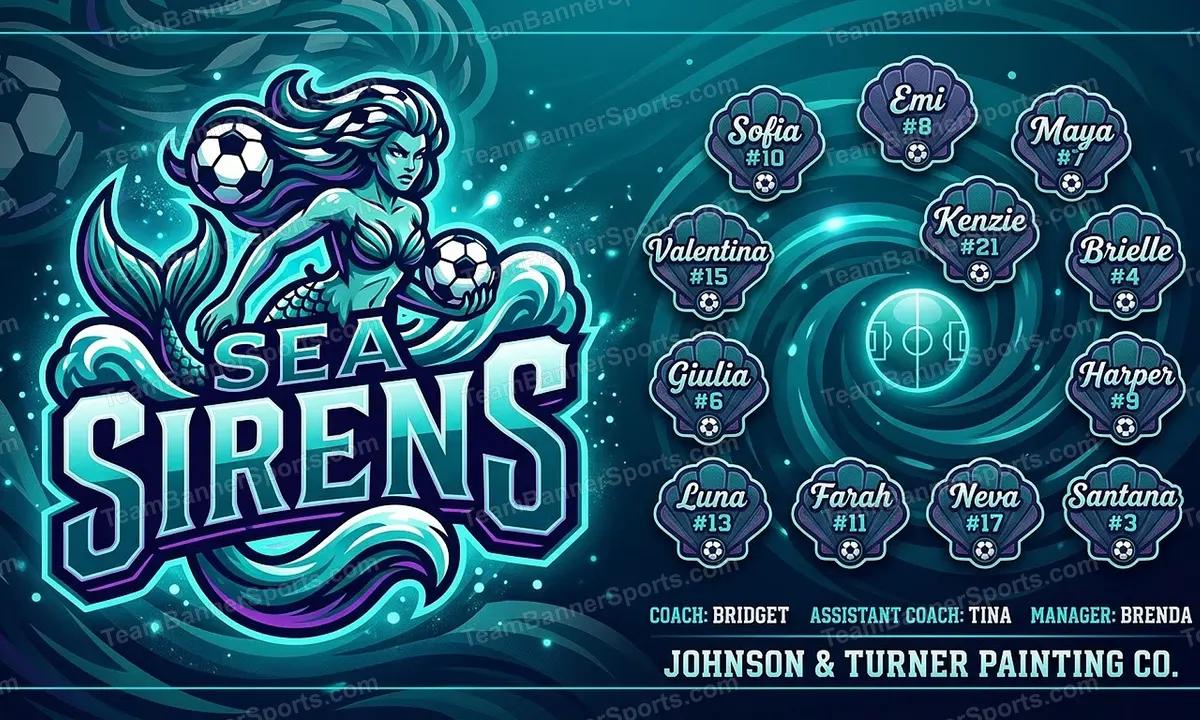 Sea Sirens soccer team banner created with AI