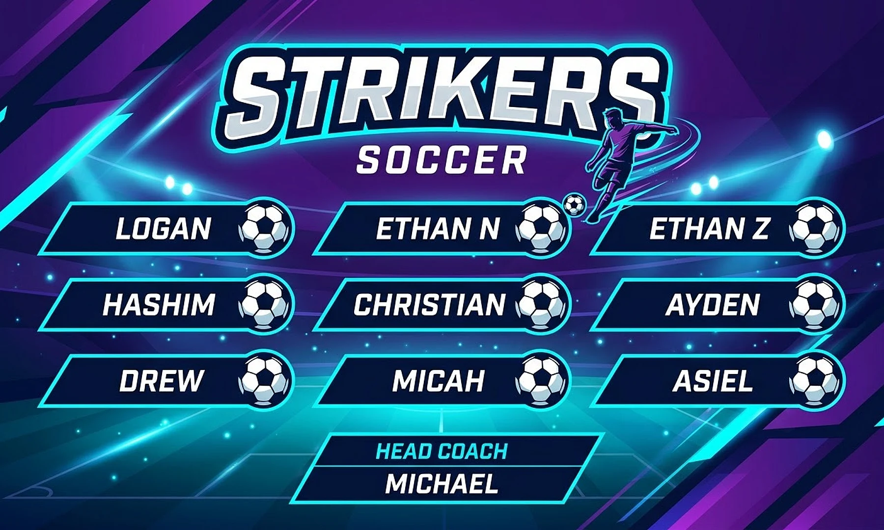 Strikers soccer team banner created with AI