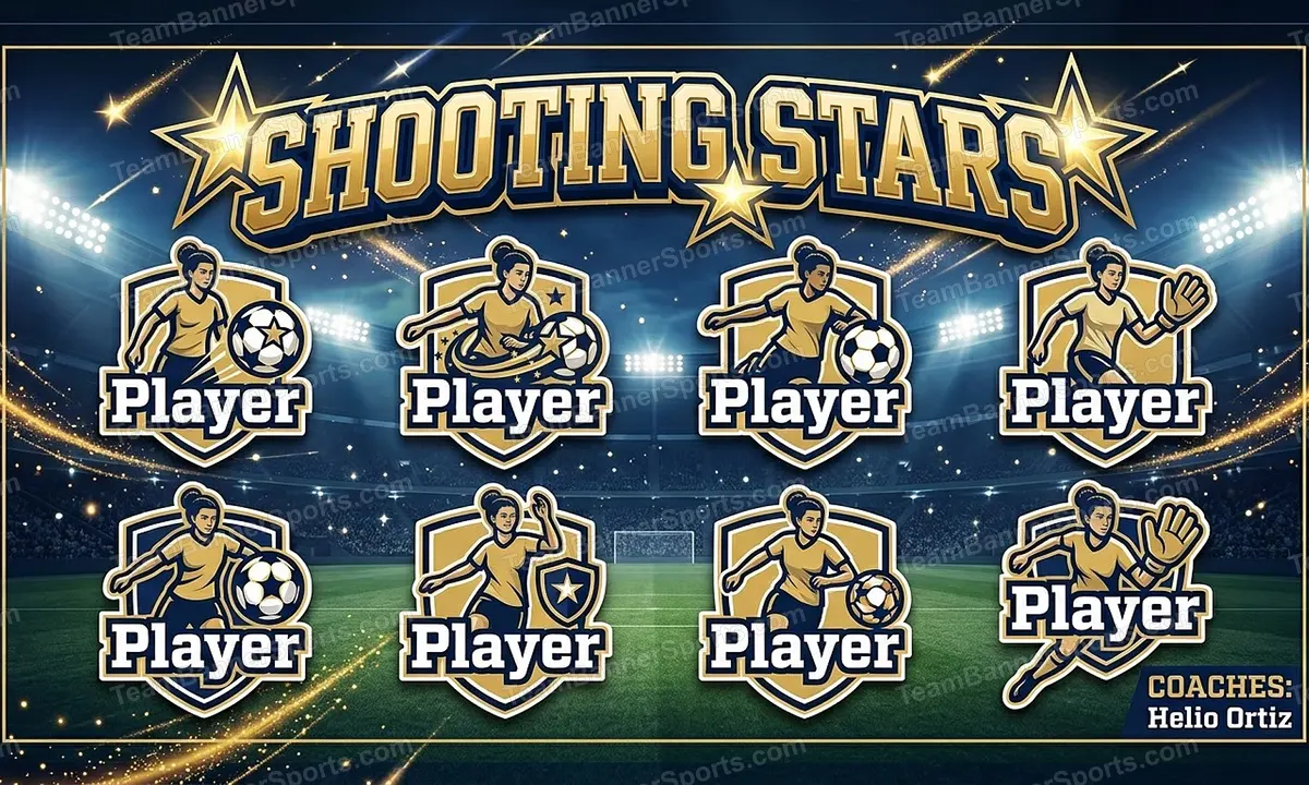 Shooting stars soccer team banner created with AI