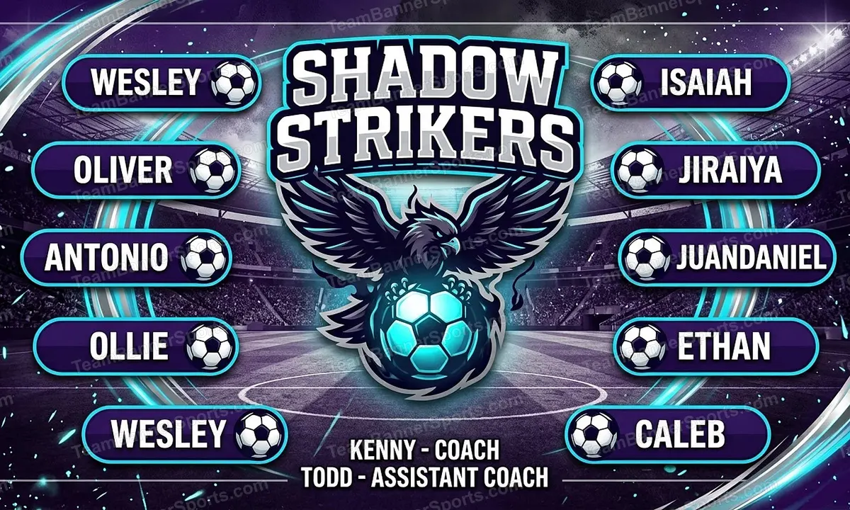 Shadow Strikers soccer team banner created with AI