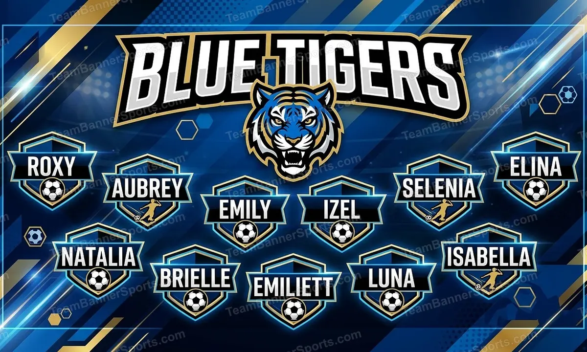 Blue Tigers soccer team banner created with AI