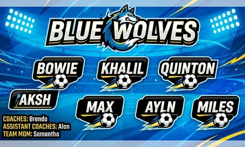 Blue Wolves Soccer AI image template