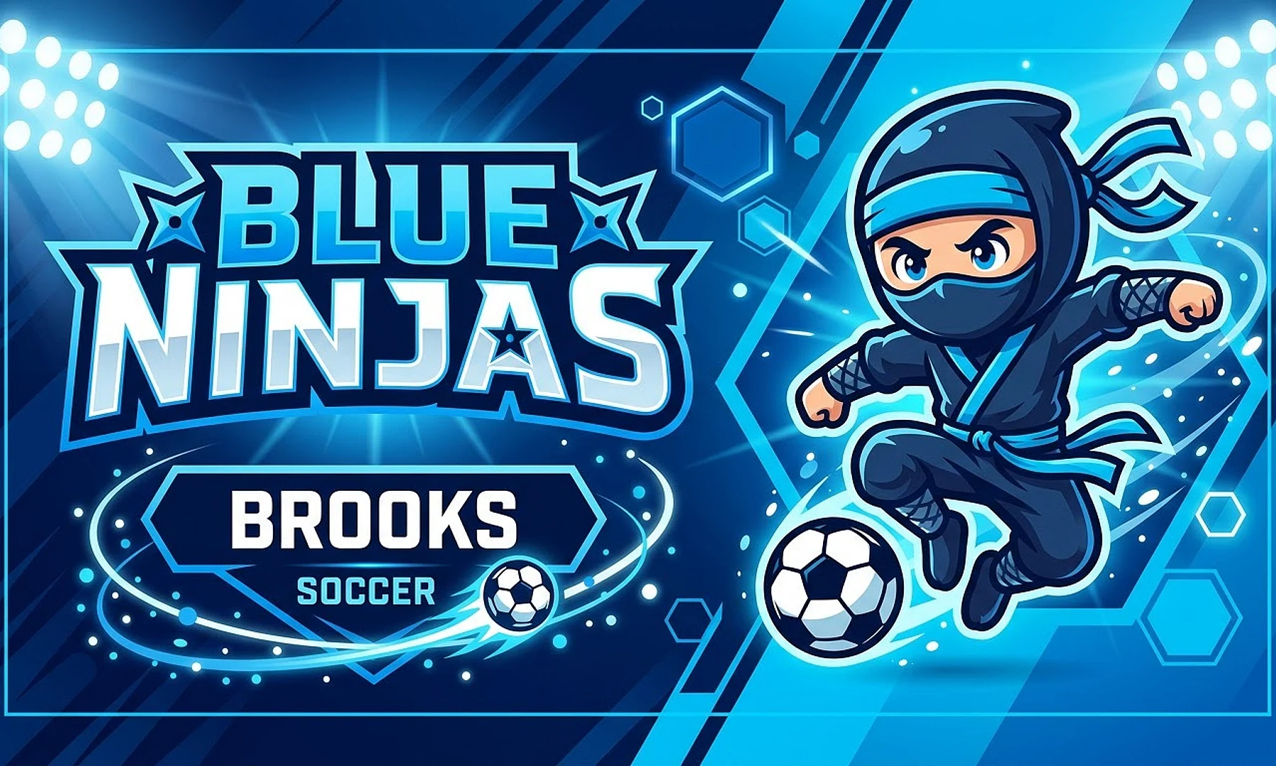 Blue Ninjas soccer team banner created with AI