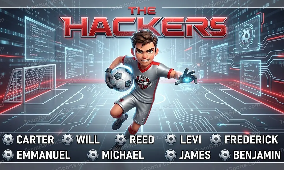 The Hackers soccer team banner created with AI