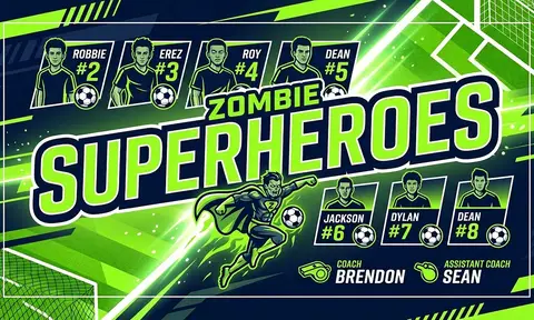 Zombie Superheroes Soccer AI image template