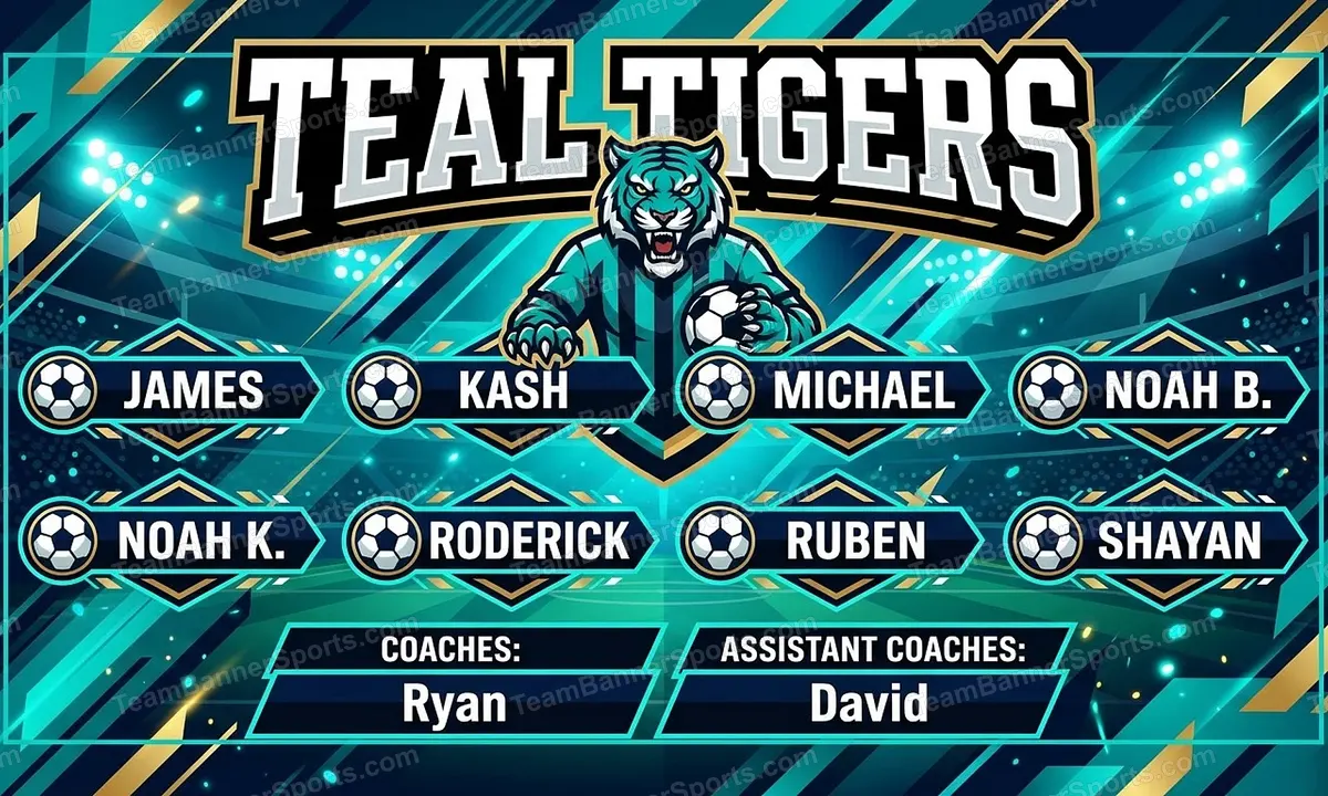 Teal Tigers soccer team banner created with AI