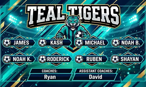 Teal Tigers Soccer AI image template