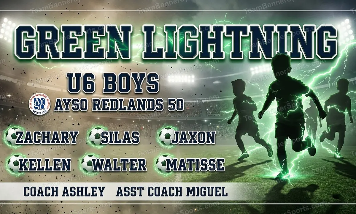 Green Lightning soccer team banner created with AI