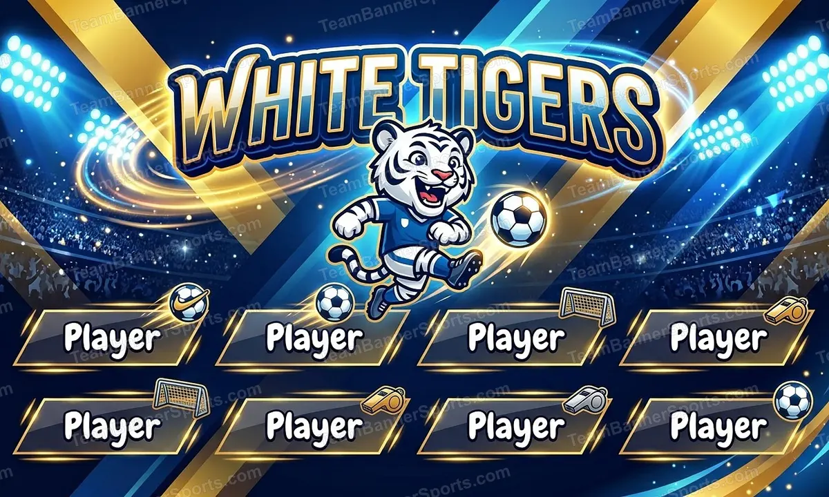 White Tigers soccer team banner created with AI