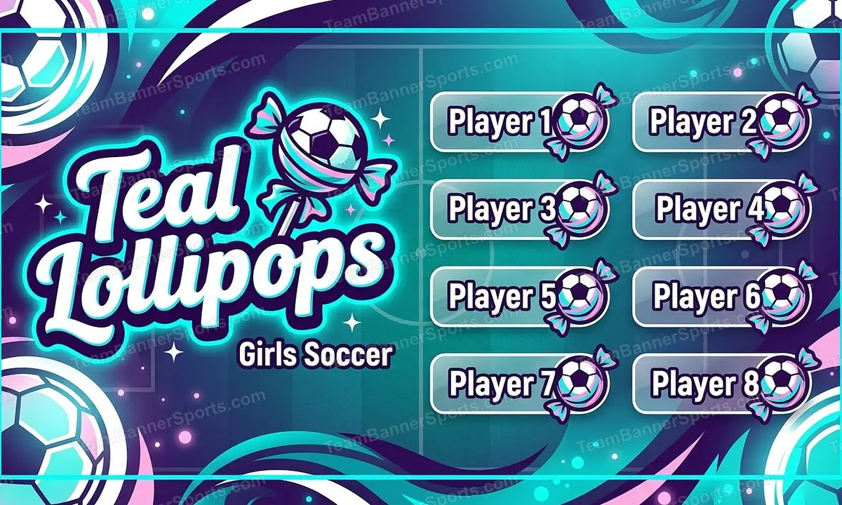 Teal Lollipops soccer team banner created with AI