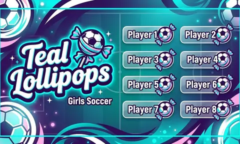 Teal Lollipops Soccer AI image template