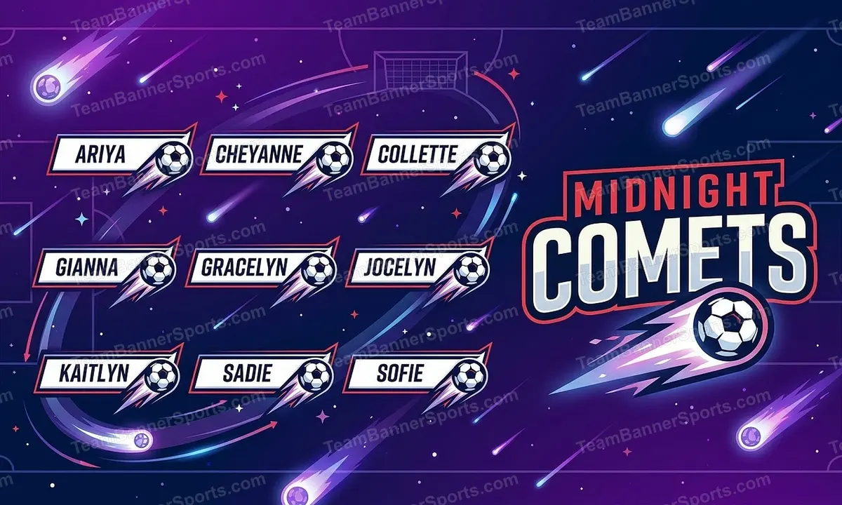 Midnight Comets soccer team banner created with AI