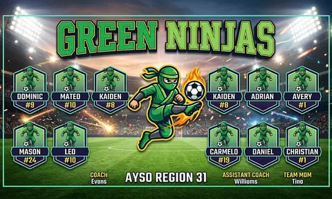 Green Ninjas Soccer AI image template