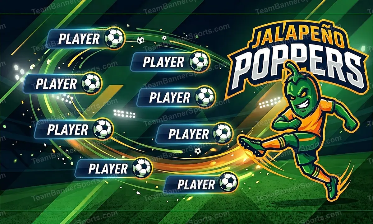 Jalapeno Poppers soccer team banner created with AI