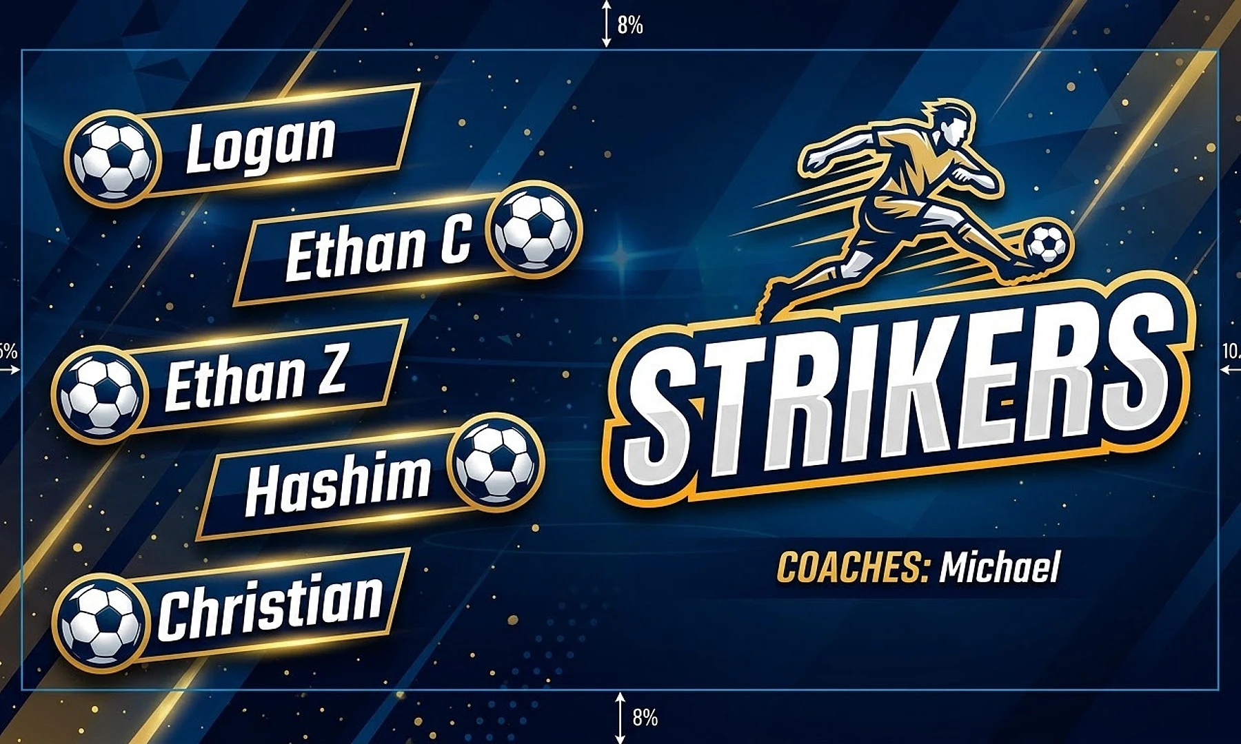 Strikers soccer team banner created with AI