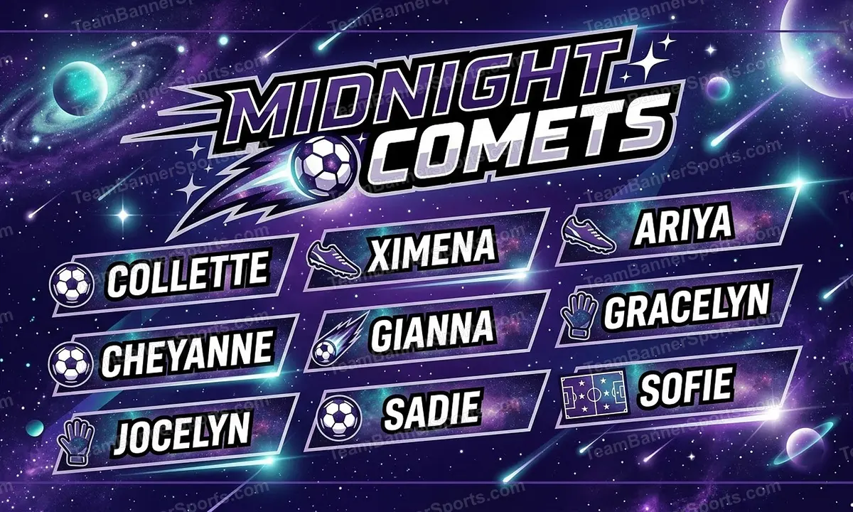 Midnight Comets soccer team banner created with AI