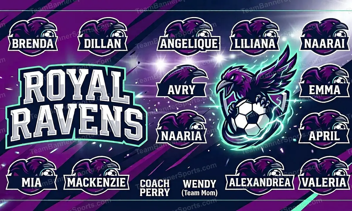 Royal Ravens soccer team banner created with AI