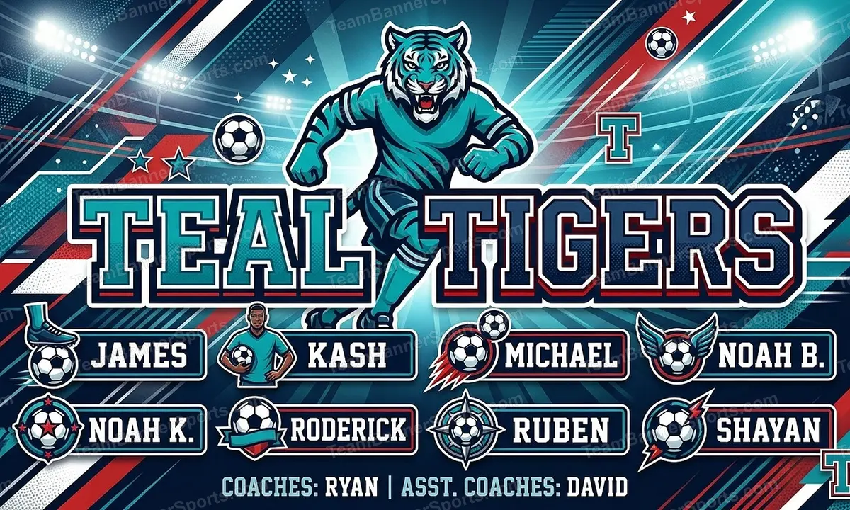 Teal Tigers soccer team banner created with AI