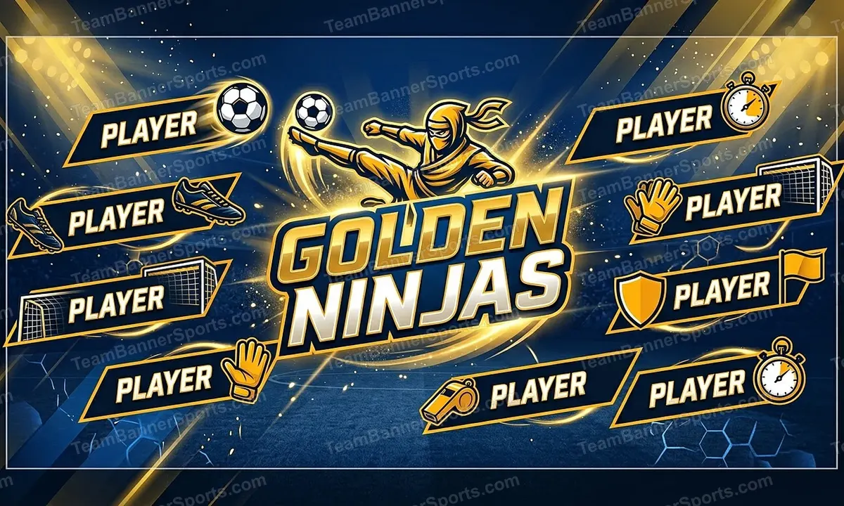 Golden Ninjas soccer team banner created with AI