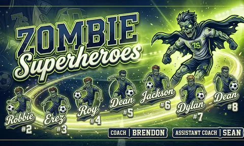 Zombie Superheroes Soccer AI image template