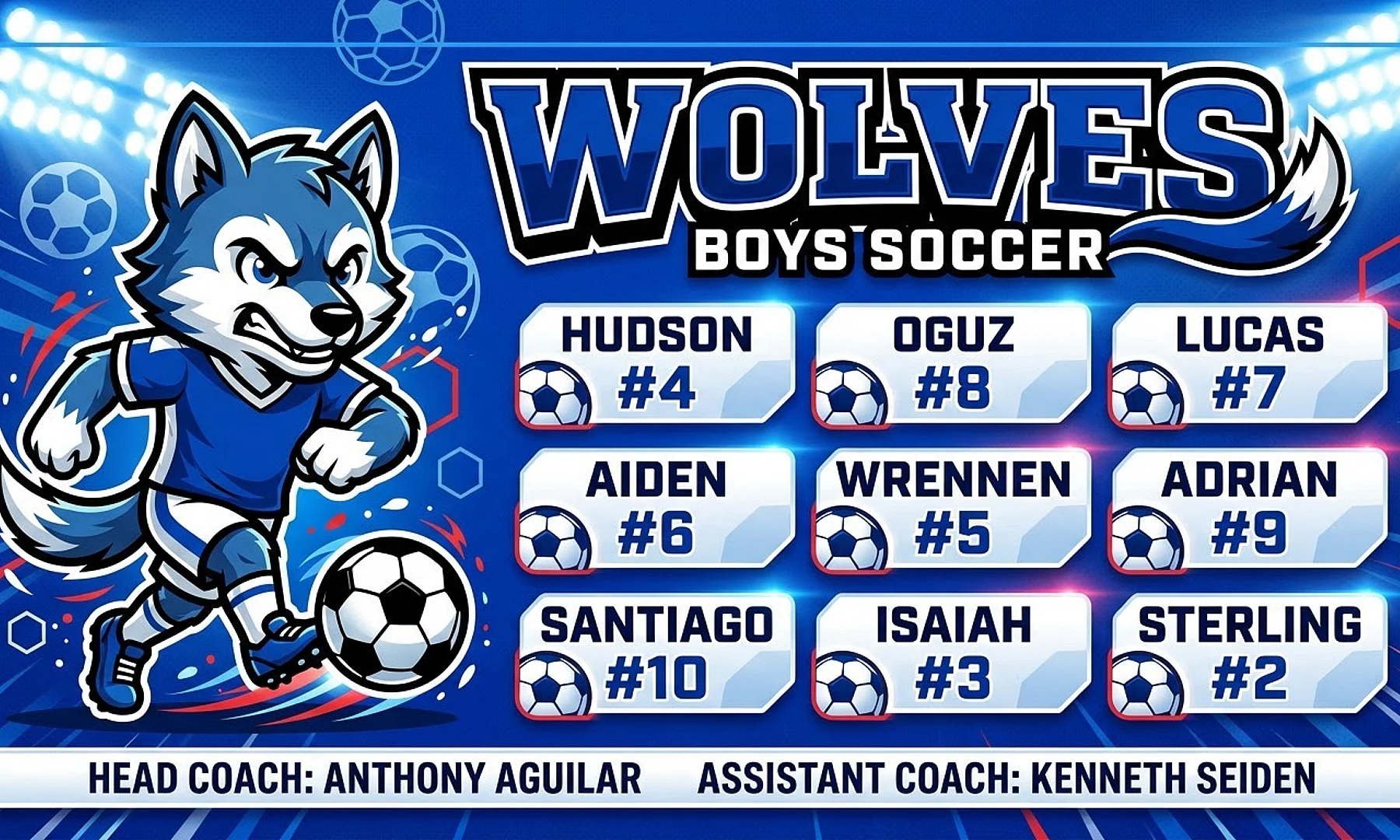 WOLVES soccer team banner created with AI