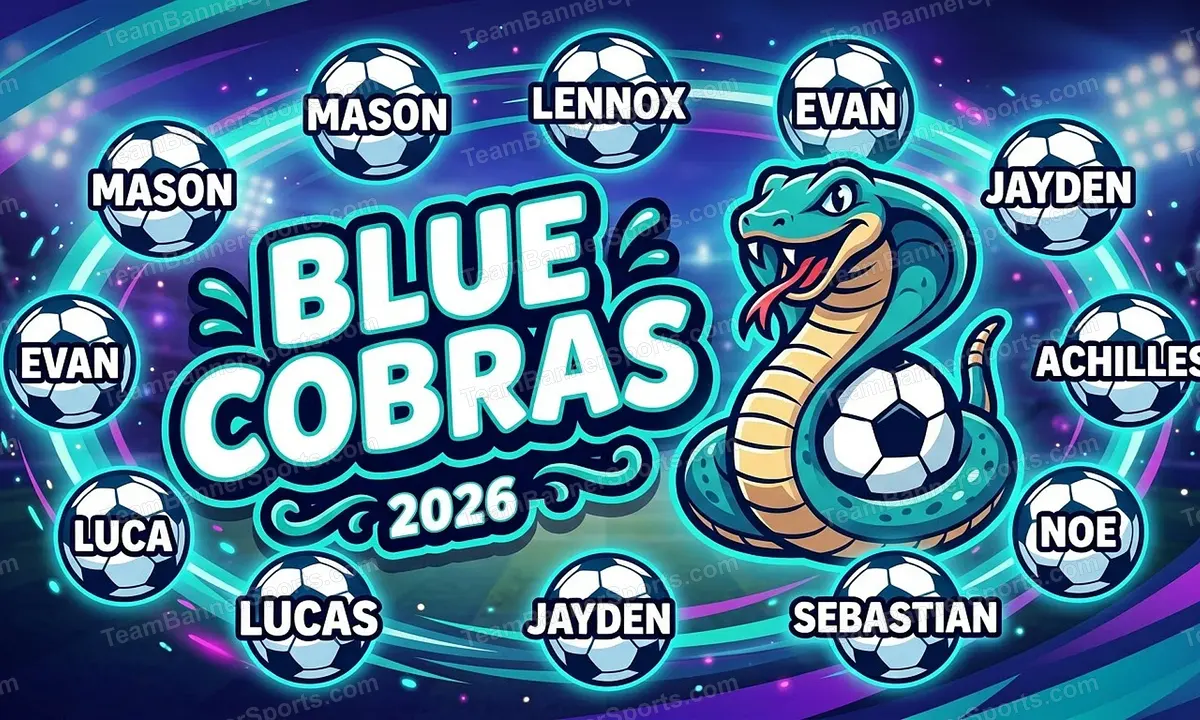 Blue Cobras soccer team banner created with AI