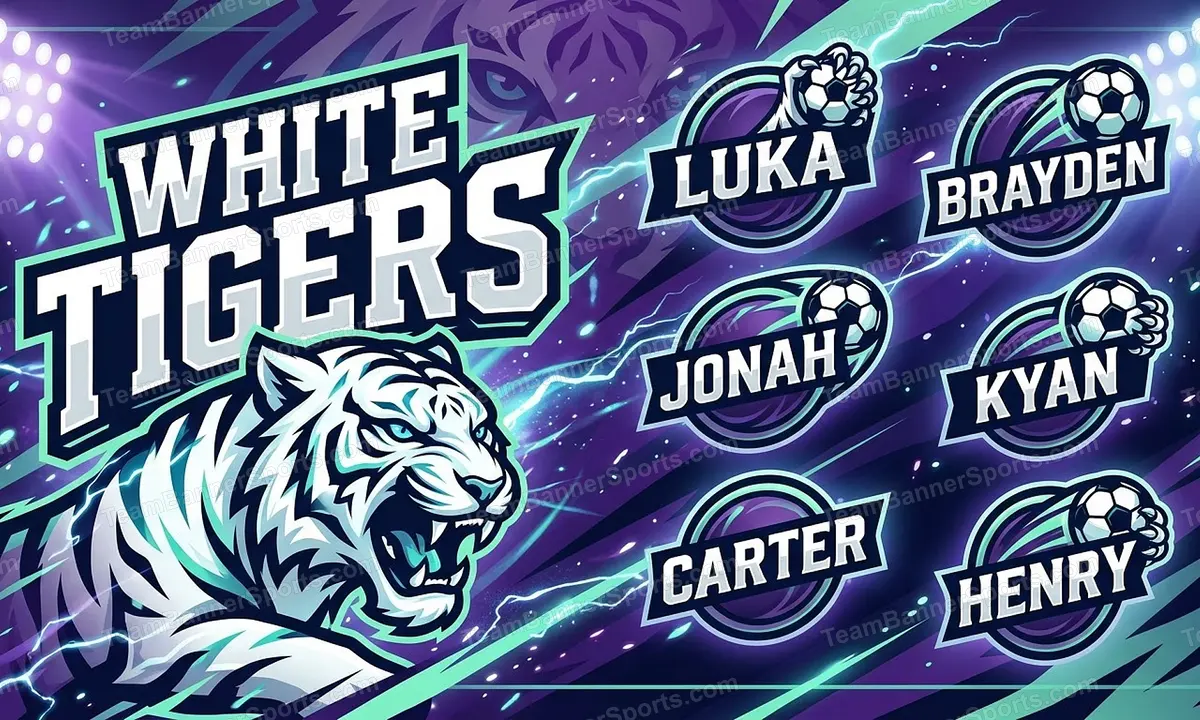 White Tigers soccer team banner created with AI