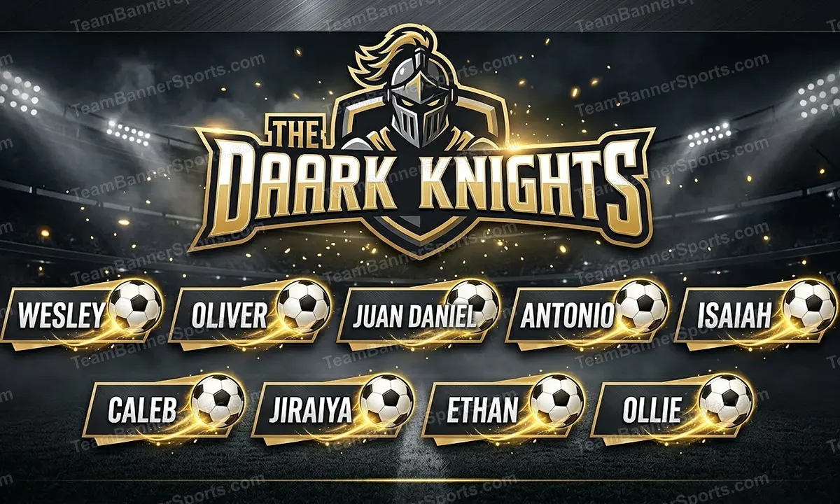 The Dark Knights soccer team banner created with AI