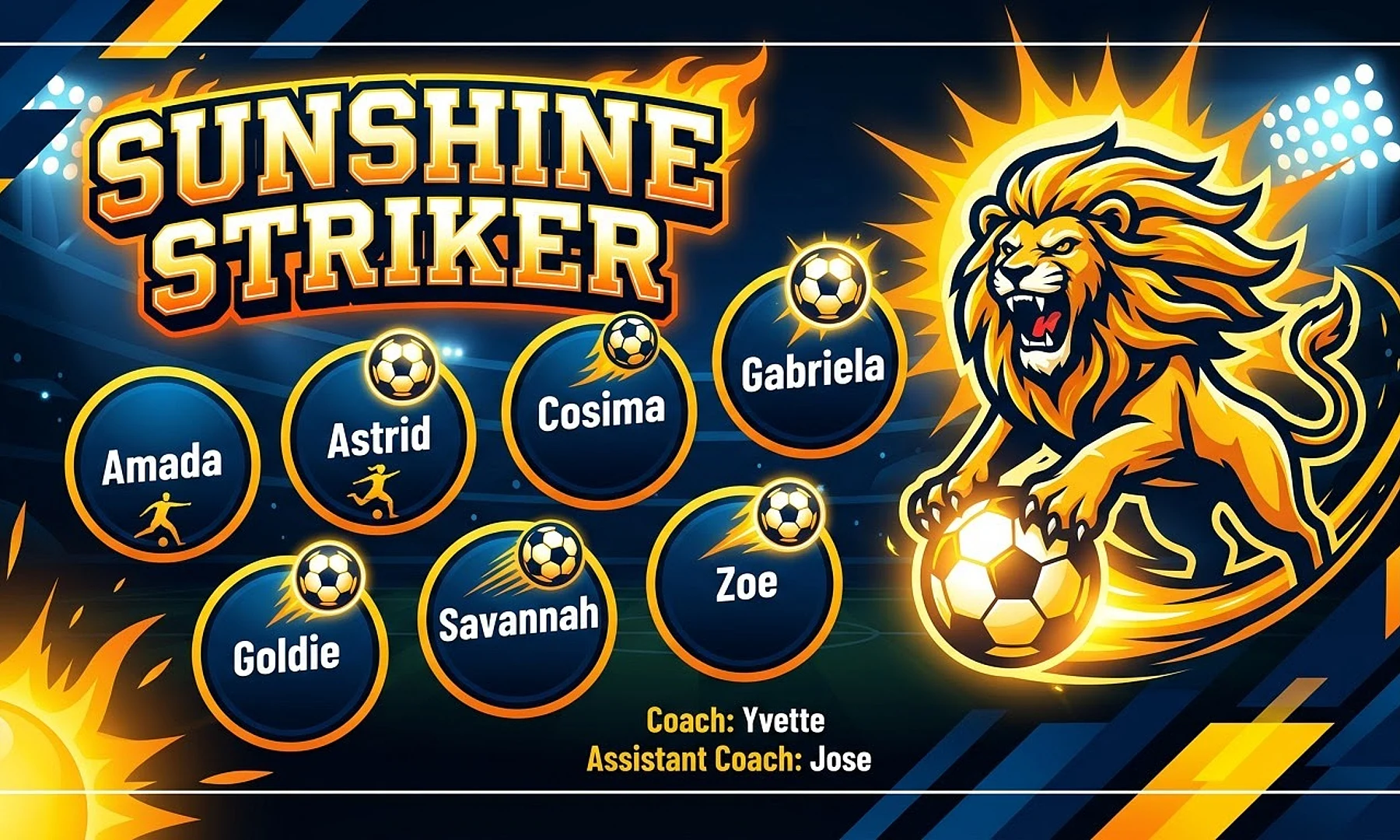 Sunshine striker soccer team banner created with AI