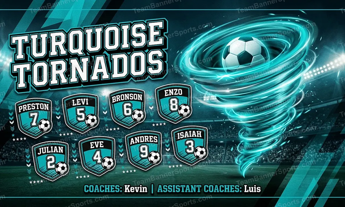 Turquoise Tornados soccer team banner created with AI