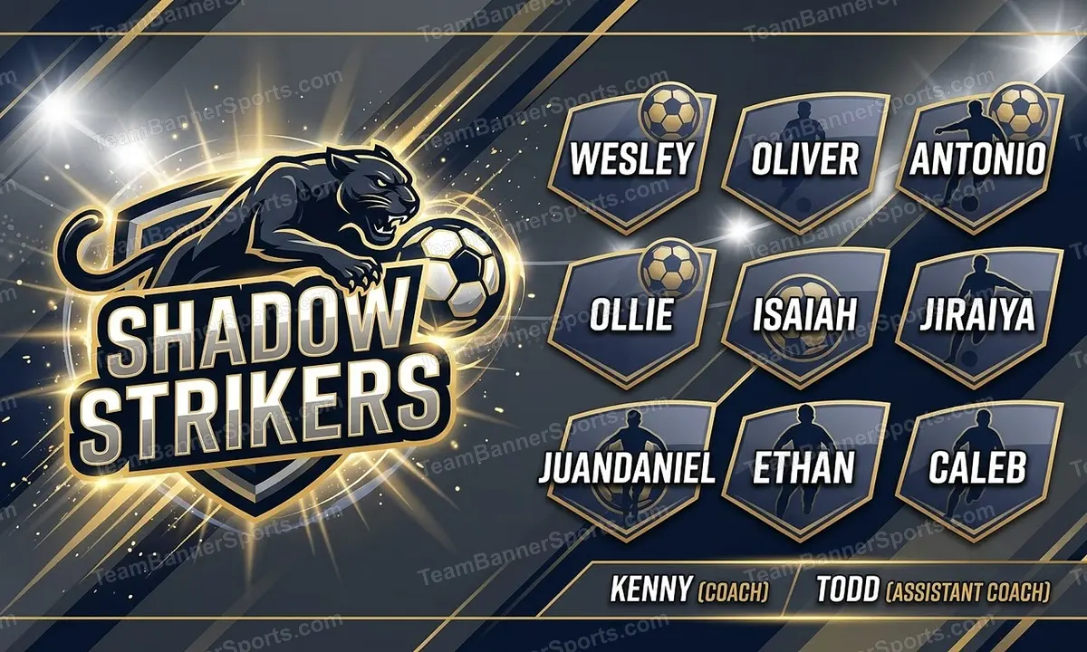 Shadow Strikers soccer team banner created with AI