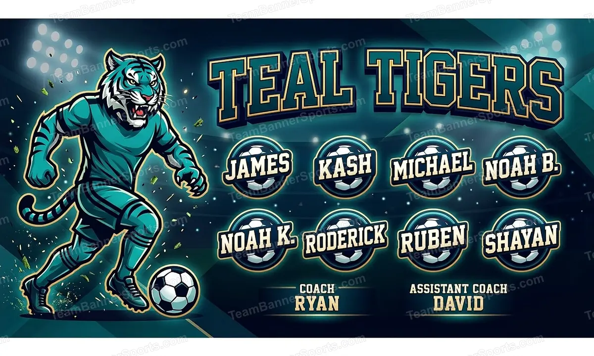 Teal Tigers soccer team banner created with AI