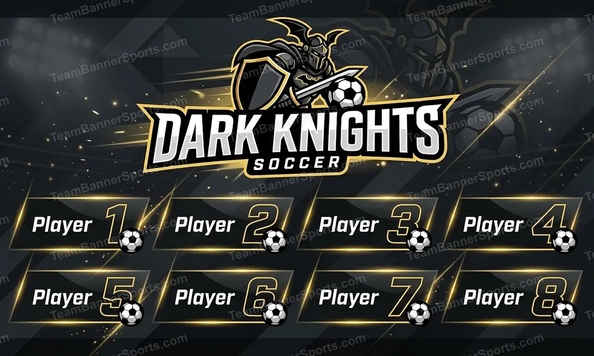 Dark Knights soccer team banner created with AI