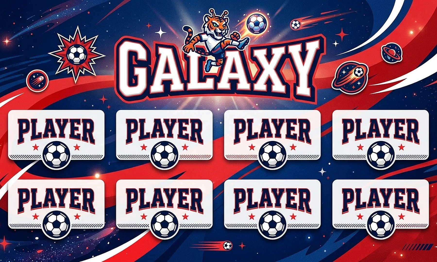 Galaxy soccer team banner created with AI